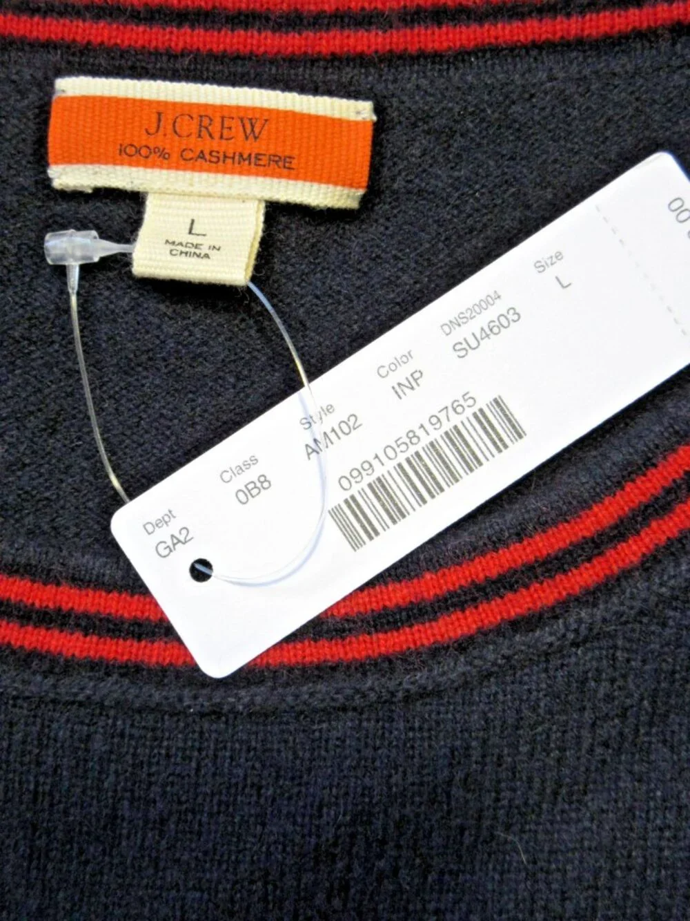 NWT J.Crew Cashmere Crewneck Sweater in Ink Navy Flying Lobsters Print L